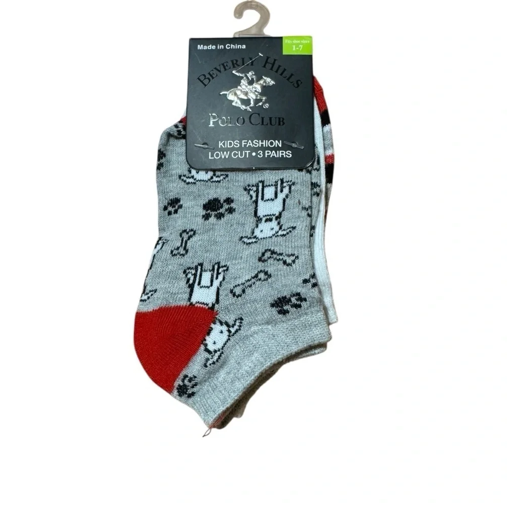 Beverly Hills Polo Club Kids Fashion Low Cut 3 Pairs Socks Shoe Size 1-7 NEW